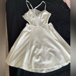 Lush White Dress with Lace Back